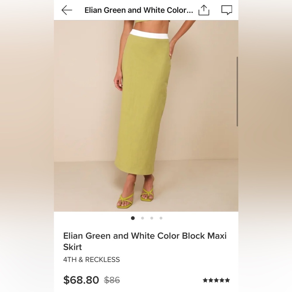 4th + Reckless - Lulu’s - Green Maxi skirt